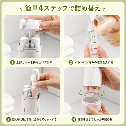 QuadPour™ 4in1液もれ防止トラベルボトル
